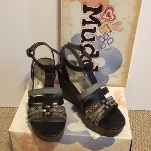 Mud strappy brown 4” wedges